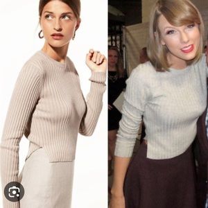 ARITZIA BABATON Wool Linen Blend Ribbed Cropped Sweater ASO Taylor Swift